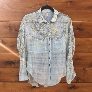 Free People Open Back Button Down